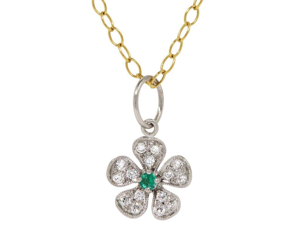 Diamond and Emerald Violet Charm Pendant ONLY