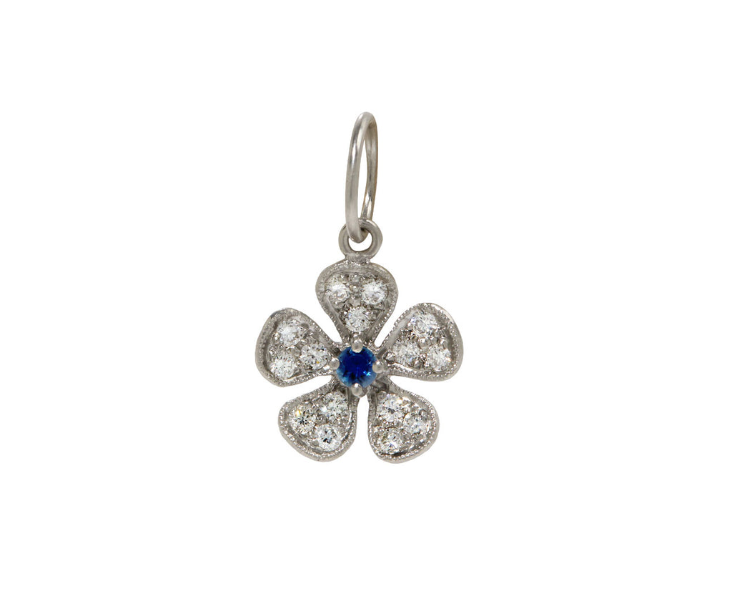 Diamond and Blue Sapphire Violet Charm Pendant ONLY
