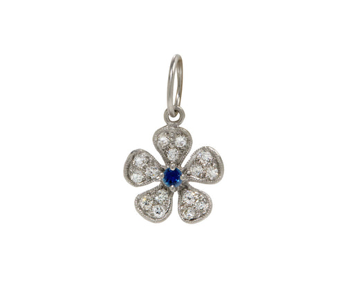 Diamond and Blue Sapphire Violet Charm Pendant ONLY