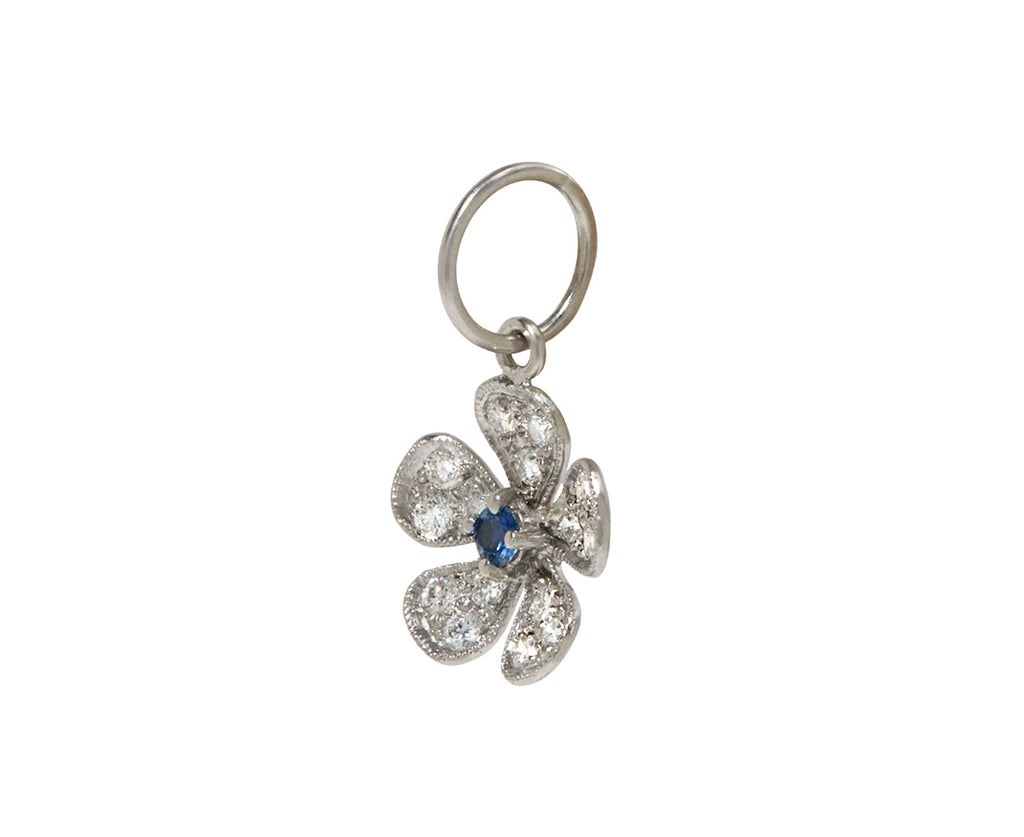 Diamond and Blue Sapphire Violet Charm Pendant ONLY