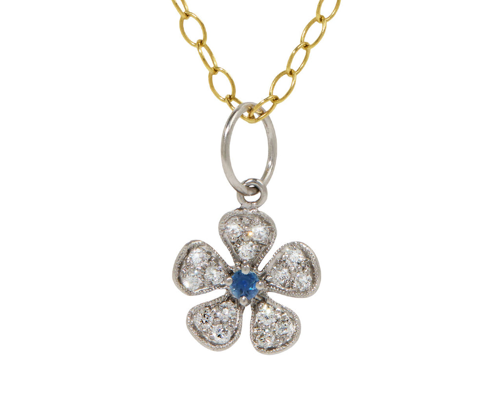 Diamond and Blue Sapphire Violet Charm Pendant ONLY