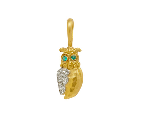 Cathy Waterman Emerald Owl Charm Pendant ONLY