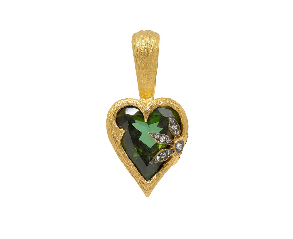 Green Tourmaline Castle Wall Heart Pendant ONLY