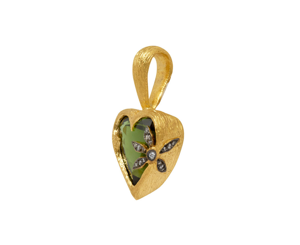 Green Tourmaline Castle Wall Heart Pendant ONLY