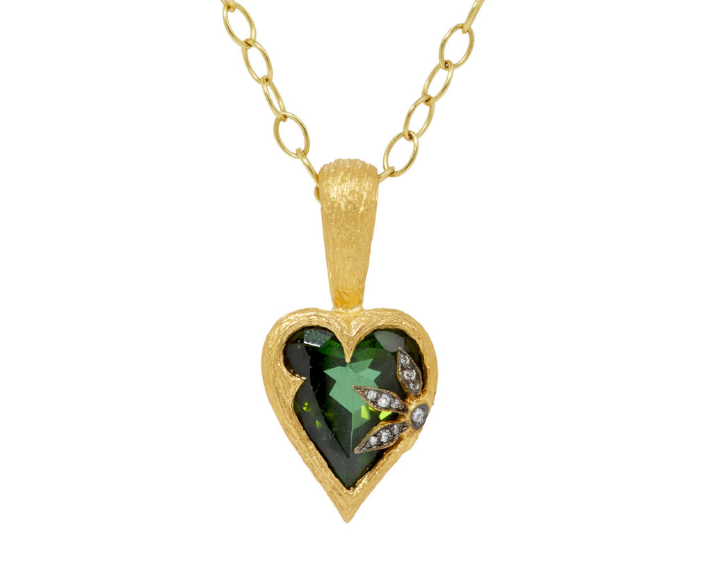 Green Tourmaline Castle Wall Heart Pendant ONLY