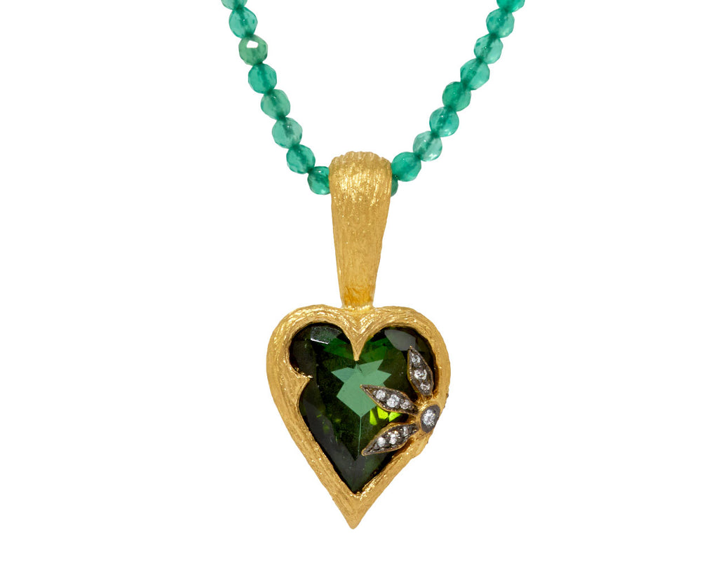 Green Tourmaline Castle Wall Heart Pendant ONLY