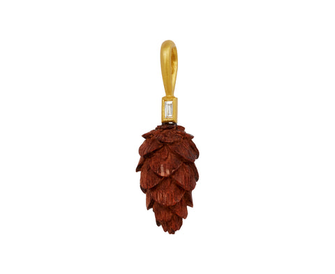 Walnut Wood Pine Cone Charm Pendant ONLY
