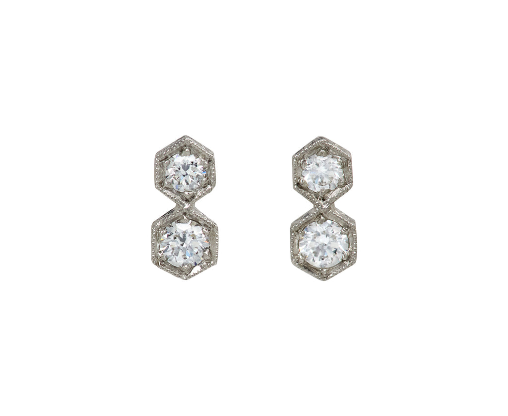 Double Hexagonal Diamond Post Earrings