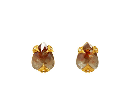 Pear Shaped Rustic Diamond Stud Earrings