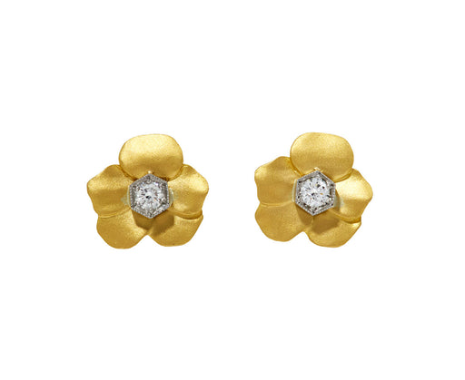 Diamond Forest Violet Bezel Center Earring