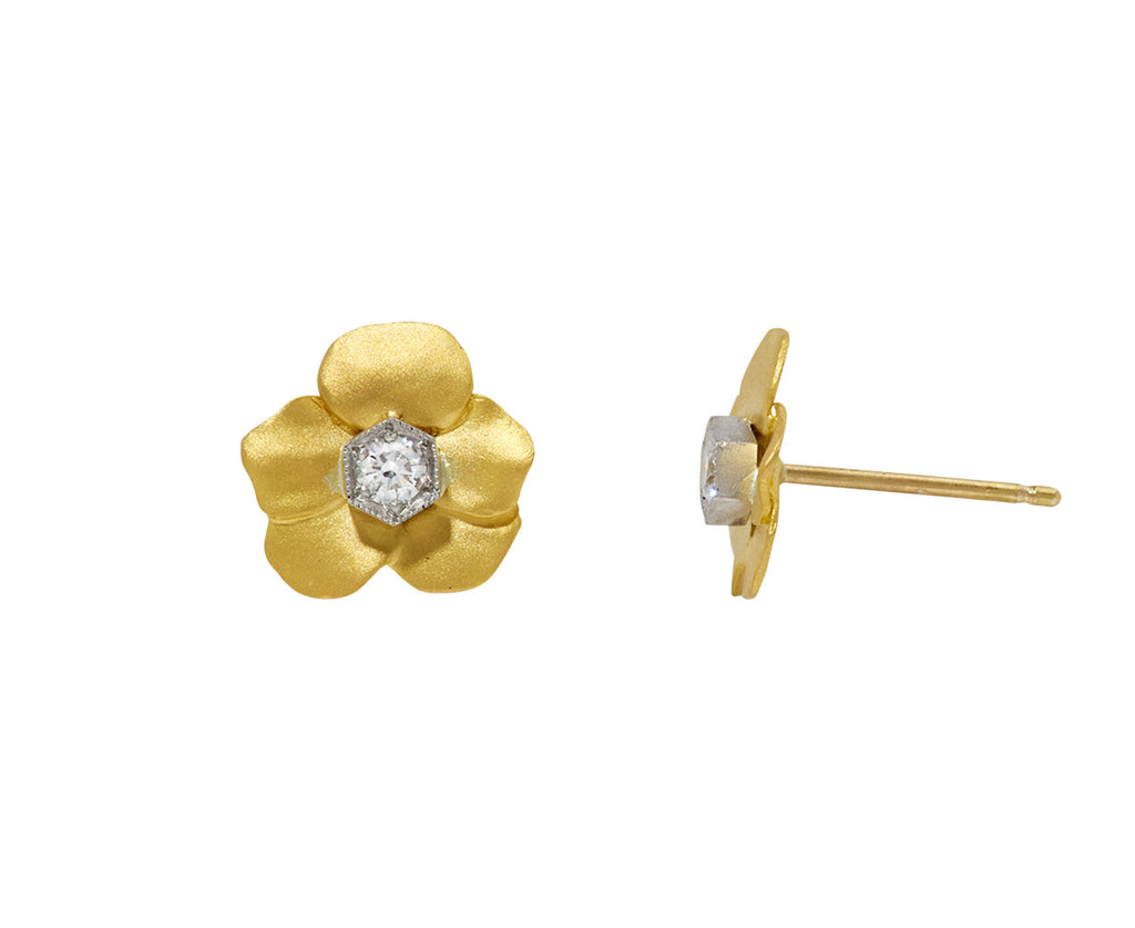 Diamond Forest Violet Bezel Center Earring