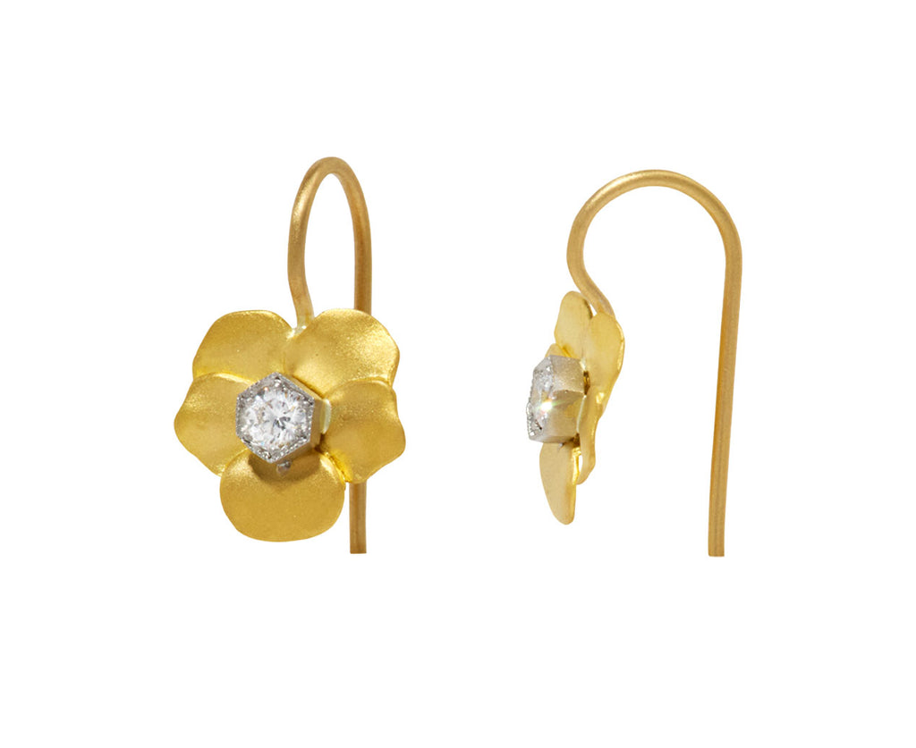 Diamond Forest Violet Bezel Center Earrings