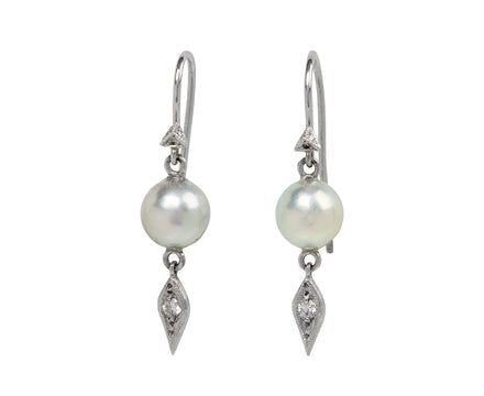 Silver Akoya Pearl Drop Earrings
