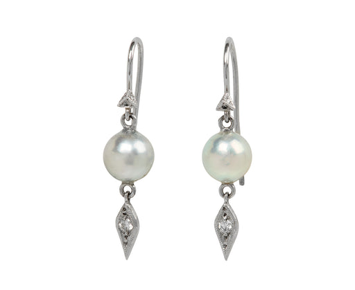 Silver Akoya Pearl Drop Earrings