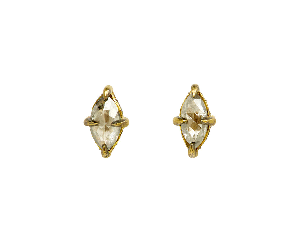 Silver Diamond Jewel Seat Stud Earrings