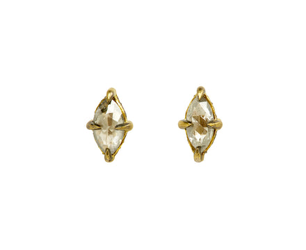 Silver Diamond Jewel Seat Stud Earrings