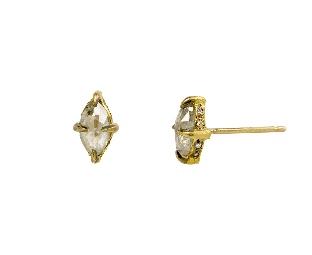 Silver Diamond Jewel Seat Stud Earrings