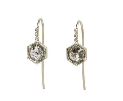 Black and White Diamond Bezel Hex Earrings