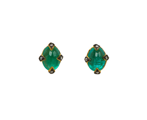 Emerald Antique Prong Stud Earrings