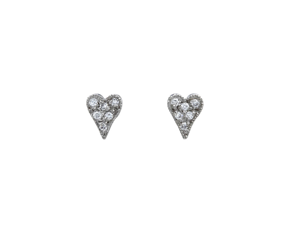 Platinum Tiny Diamond Heart Earrings - TWISTonline
