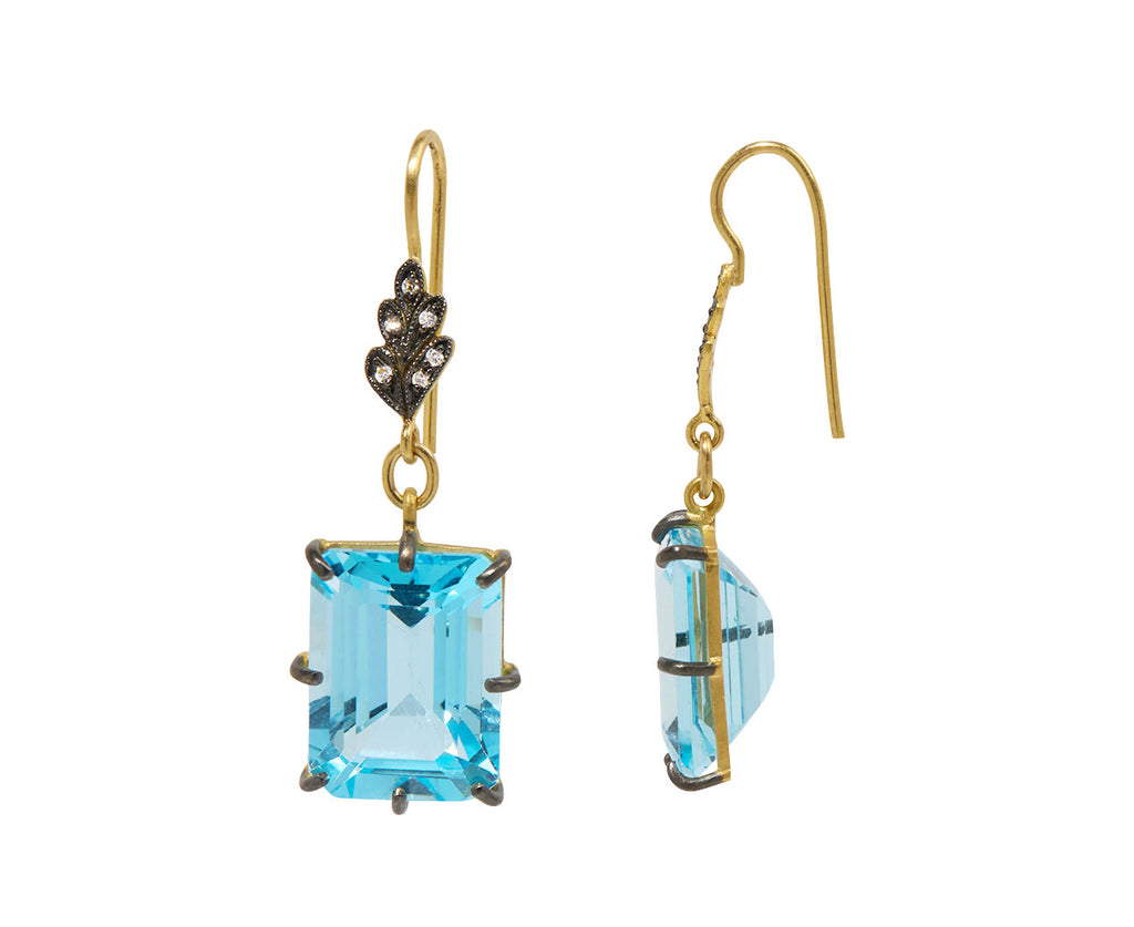 Sky Blue Topaz Leaf Top Earrings