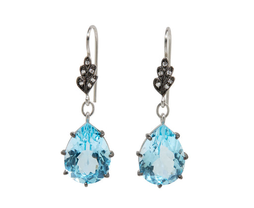 Sky Blue Topaz Leaf Top Earrings