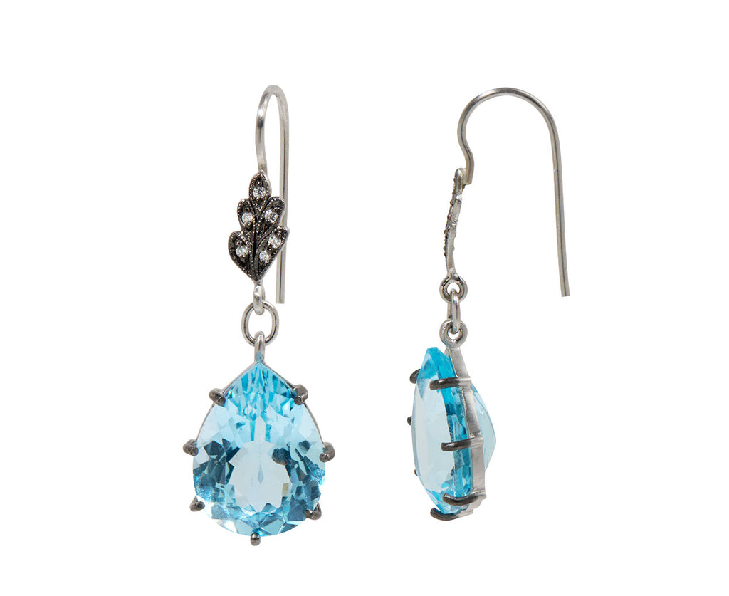 Sky Blue Topaz Leaf Top Earrings