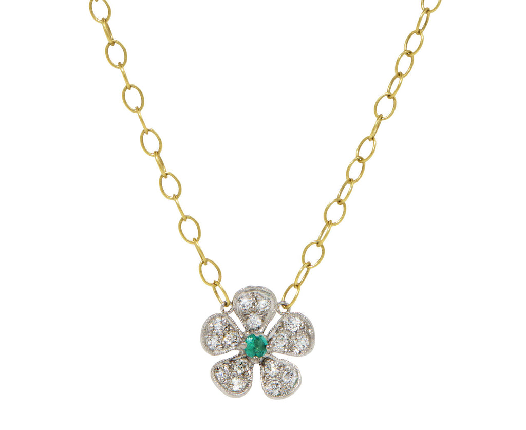 Emerald and Diamond Violet Pendant Necklace