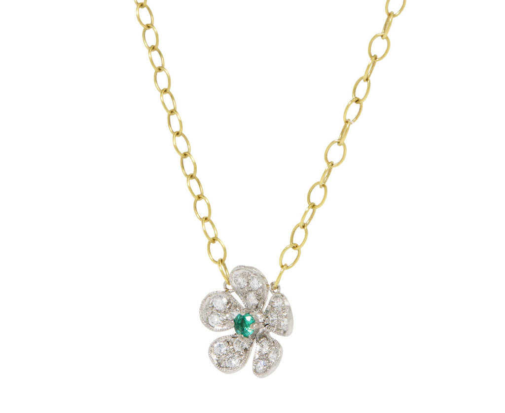 Emerald and Diamond Violet Pendant Necklace