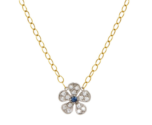 Sapphire and Diamond Violet Pendant Necklace