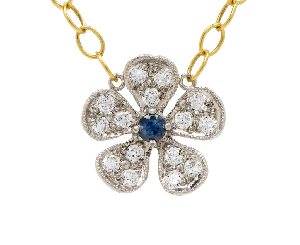 Sapphire and Diamond Violet Pendant Necklace