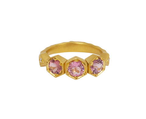 Pink Tourrmaline Triple Hexagonal Ring