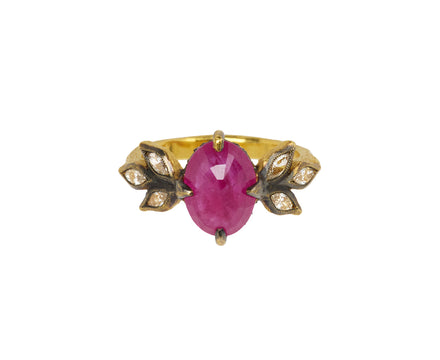 Ruby and Marquise Diamond Seat Ring