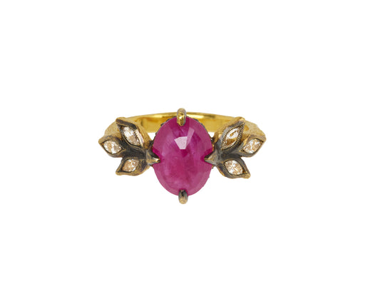 Ruby and Marquise Diamond Seat Ring