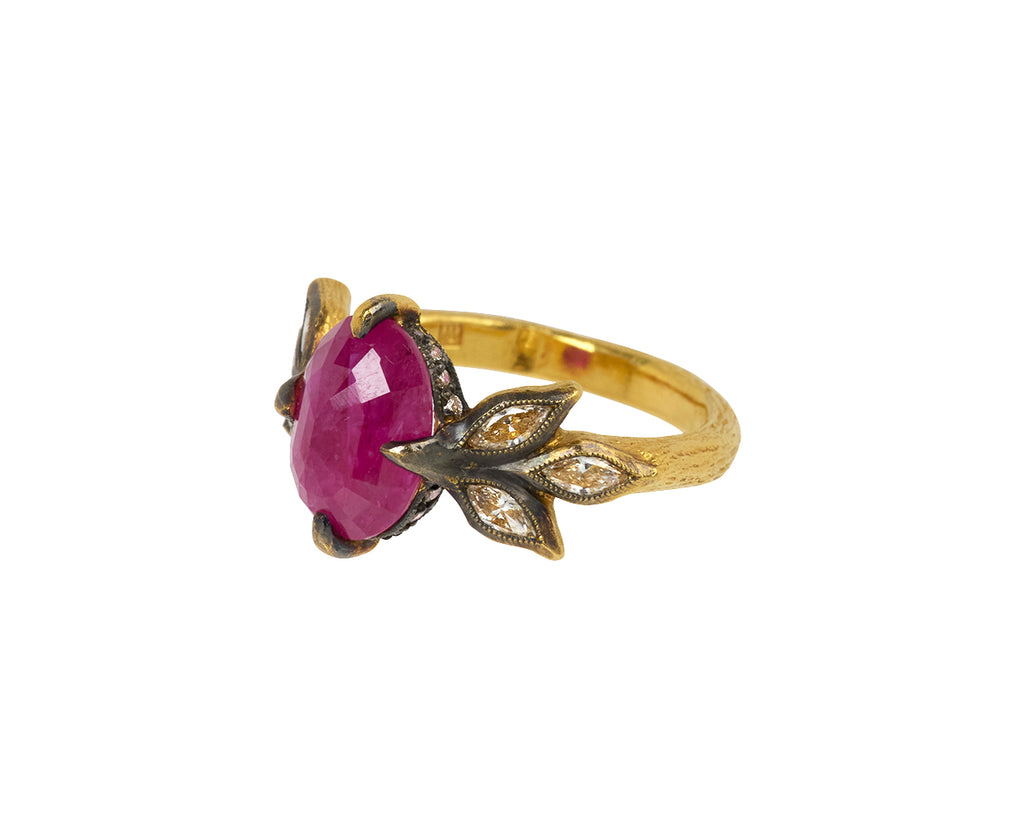 Ruby and Marquise Diamond Seat Ring