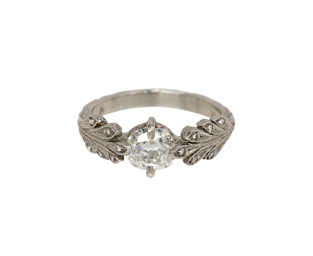 Cathy Waterman Platinum and Diamond Leaf Side Ring