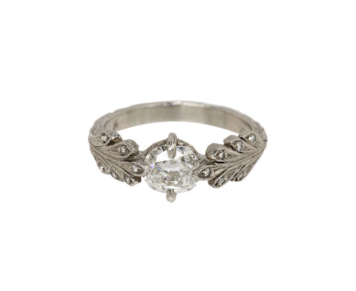 Cathy Waterman Platinum and Diamond Leaf Side Ring