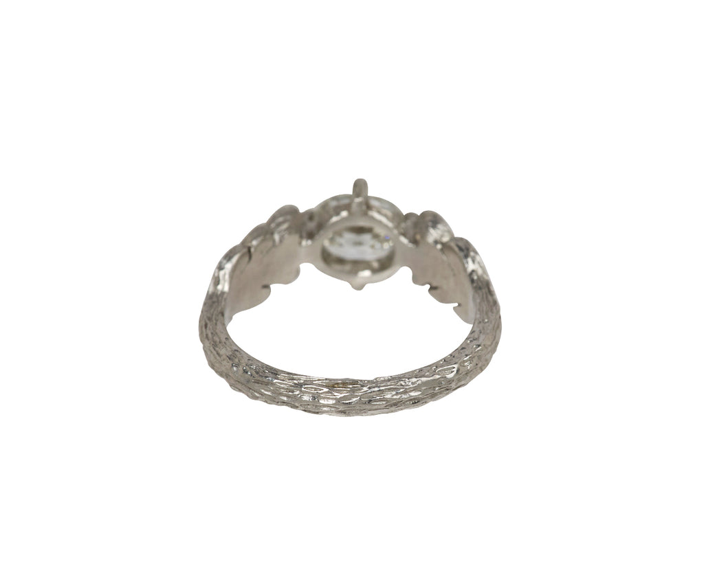Platinum and Diamond Leaf Side Ring