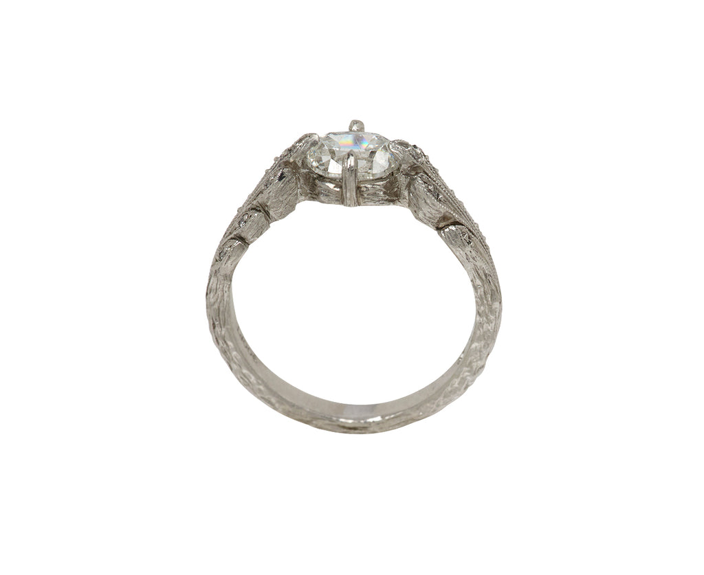 Platinum and Diamond Leaf Side Ring