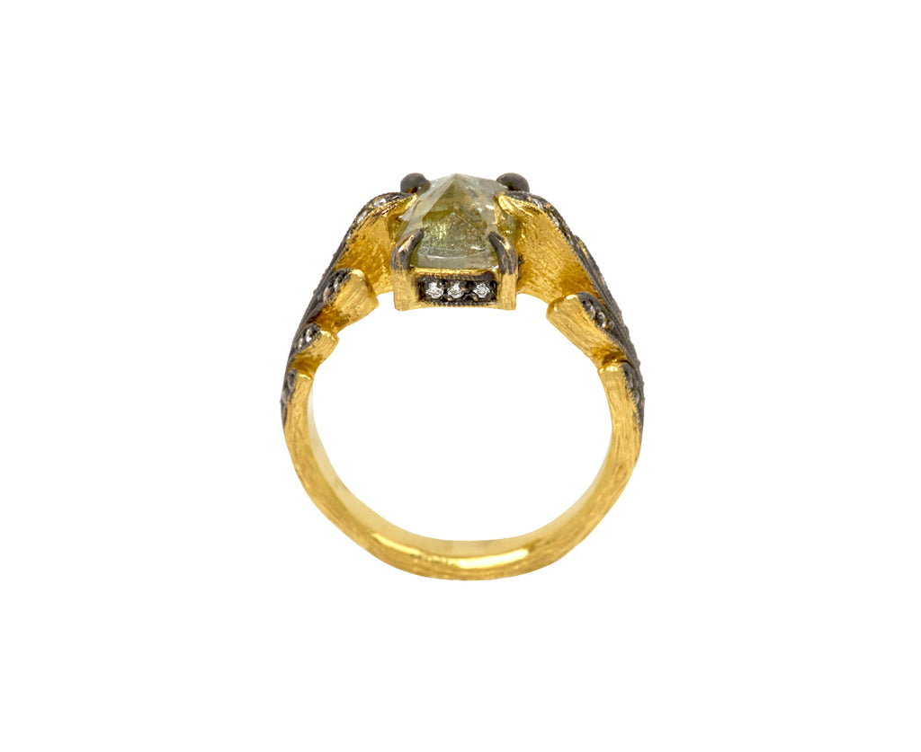 Rustic Diamond Leaf Side Ring