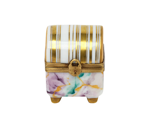 Gold Stripe Marble Ring Box