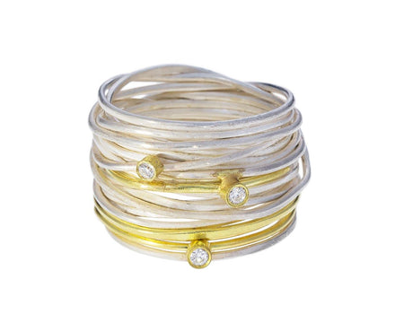 Diamond Gold and Silver Spaghetti Ring - TWISTonline