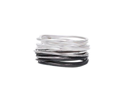 Half and Half Silver Spaghetti Ring