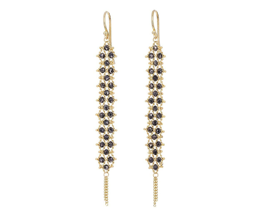 Long Black Diamond Textile Earrings - TWISTonline