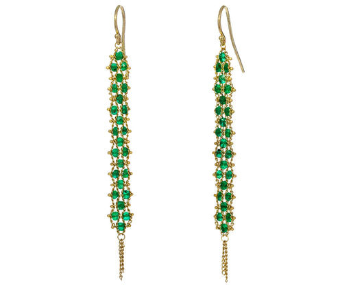 Long Emerald Textile Earrings - TWISTonline 