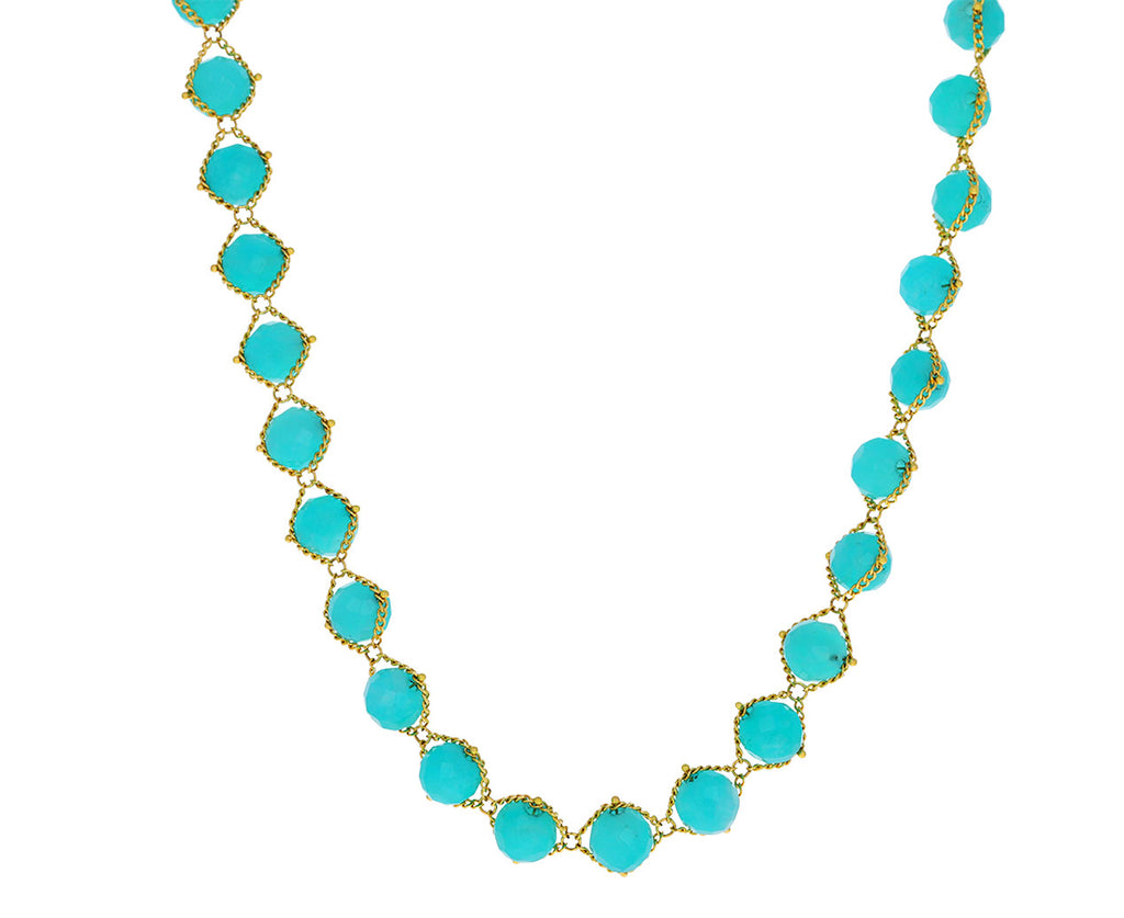Large Amazonite Beaded Textile Necklace