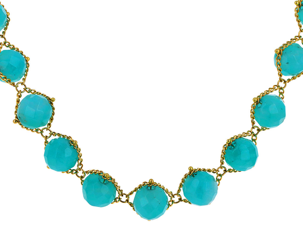 Large Amazonite Beaded Textile Necklace