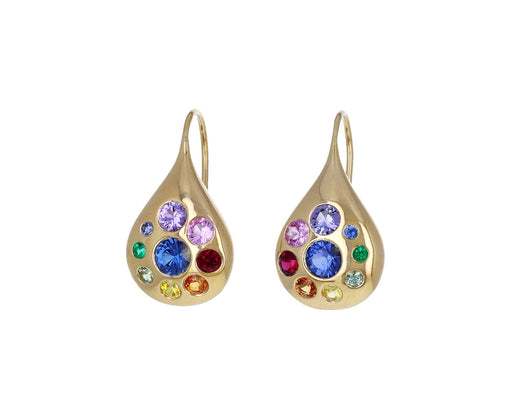 Rainbow Sapphire Medium Petal Drop Earrings