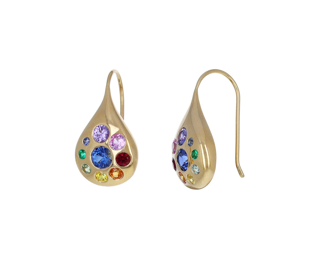 Rainbow Sapphire Medium Petal Drop Earrings
