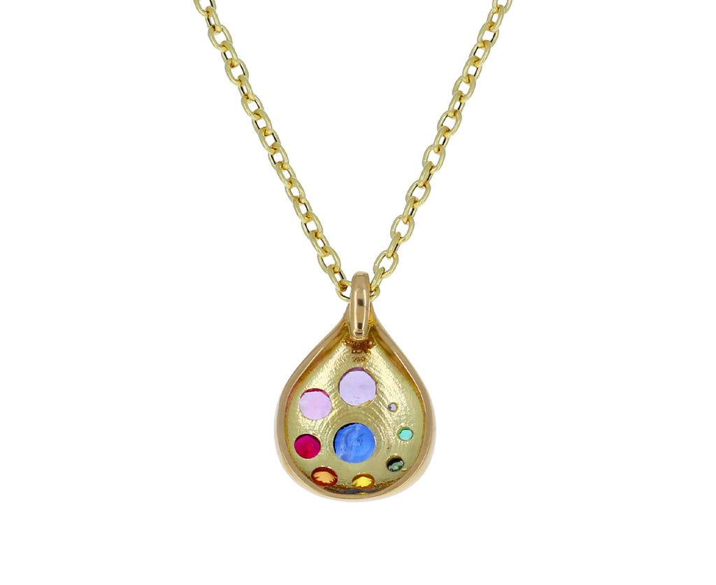 Rainbow Sapphire Large Petal Pendant Necklace